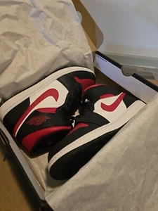 Air Jordan 1 Mid Black/Fire Re - White - Picture 1 of 7