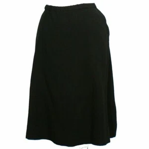 EILEEN FISHER Black Organic Cotton Gauze Lined Gathered A-line Skirt L - Picture 1 of 4