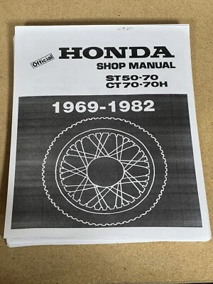 Printed Service Shop Manual 1969-1982 Honda Trail 70 CT70 CT70H ST50 ST70 - Изображение 1 из 3