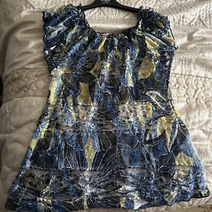 Per Una Blue Lace Top Size 14 Tunic Stretch Floral PER UNA M&S - Picture 1 of 10