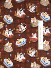 FABRIC Cranston VIP PUPPIES N' KITTENS Kitty Cat Basket Butterfly Brown 1.38 Yd