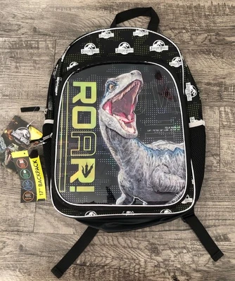 Jurassic World Backpack 17" Padded Laptop Sleeve Reflective VelociRaptor NEW - Image 1 of 4