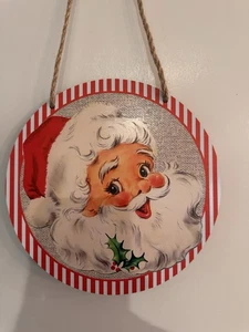 NUEVO Letrero de Papá Noel alegre vintage guirnalda inserto Holiday Magic 7 3/4” - Imagen 1 de 2