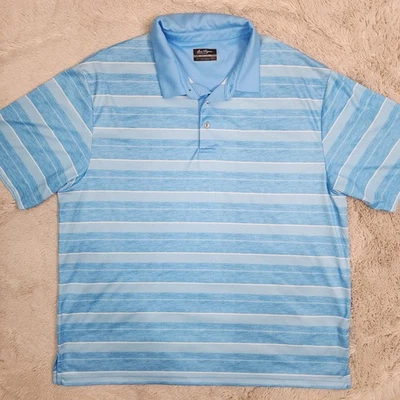 Ben Hogan Shirt Adult Size 2XL XXL Golf Performance Blue Striped Mens Polo - Image 1 of 4
