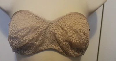 Sujetador DKNY Moderno de Encaje Sin Forro Sin Tirantes Estilo DK4025 Champagne 34C Foto 1 de 2