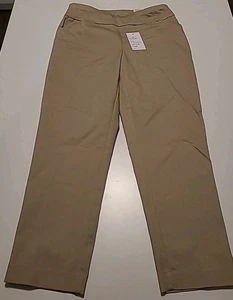 Neu mit Etikett Croft & Barrow Damengröße 4P kurze hellbraune mühelose Stretchhose zum Überziehen - Bild 1 von 15