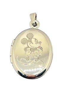 Walk Disney Mickey Mouse sterling silver oval locket pendant for necklace - Picture 1 of 17