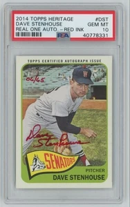 2014 Topps Heritage Real One RED Dave Stenhouse Auto 6/65 PSA 10 #ROA-DST C07 - Picture 1 of 2