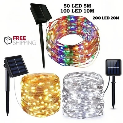 Solar String Lights LED Waterproof Copper Wire Xmas Garden Party Decor Outdoor - Image 1 of 4