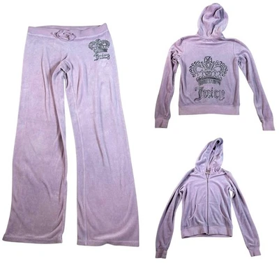 Vintage Juicy Couture Velour Tracksuit Set Hoodie M Pants Lilac Purple Small - Image 1 of 4