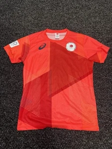 Asics Soccer Jersey Men's Size L Orange Japan Tokyo Olympics 2020 Official Team - Picture 1 of 4