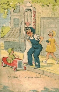 Carte postale ancienne fantaisie 50 litres et sans alcool Germaine Bouret - Foto 1 di 2