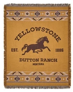 NEW Yellowstone Dutton Ranch Triple Woven Jacquard Throw 46" X 60" - Picture 1 of 3