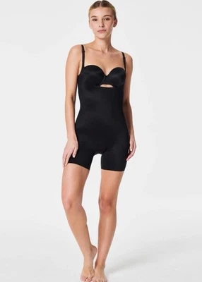 Body Spanx Negro Busto Abierto Medio Muslo L Foto 1 de 4