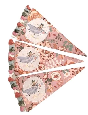 3 Matilda Jane просто представьте настенное искусство вымпел баннер розовый цветочный кисточки набор из 3 - Изображение 1 из 4