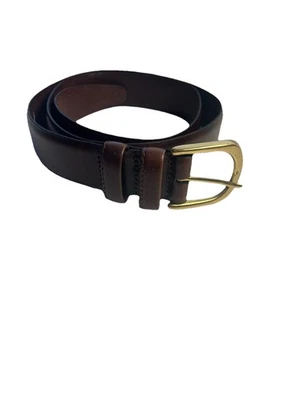 Cinto de Couro Genuíno Vintage Claiborne Marrom Tamanho 36 Fivela de Ouro Unissex EUA - Imagem 1 de 4