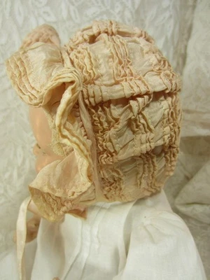 *Elaborate VTG Doll BONNET Small Sz For Hendron, Horsman, Ideal,  Antique Bisque - Image 1 of 4