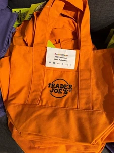 100 % AUTHENTISCH Trader Joe's Mini Halloween Canvas Beuteltasche Tasche orange & schwarz NEU - Bild 1 von 2