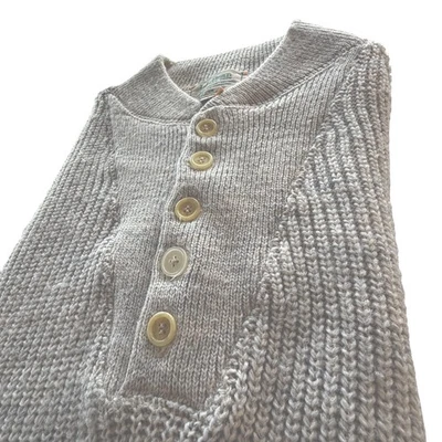 LL Bean Henley Sweater High Trek Yarn Men’s Large Tall Wool Blend Beige Vintage - Image 1 of 4