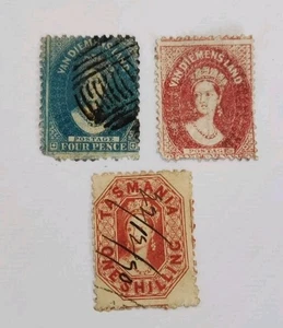 Van Diemen's Land & Tasmania QV Issues x3 | 1850s–1860s | 4d, 1d, 1s | SG refs - Picture 1 of 5