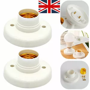 E27 Light Bulb Holder Base Fitting ES Edison Screw Socket White Lamp Fixing- - Picture 1 of 12