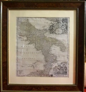 1720 -REGNO NAPOLI-GRANDE CARTA DELL'ITALIA MERIDIONALE CORNICE RADICA-HOMANN - Picture 1 of 9