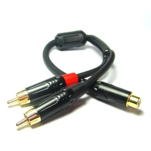 2 RCA Male to 1 female Phono Splitter Y Adapter Cable/Lead-T Subwoofer Audio Sub - Picture 1 of 4