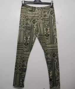 Leggings stretch plus size 16 18 20 22 24 26 28 30 32 khaki green paisley print - Picture 1 of 6