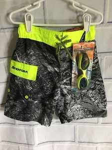 ZeroXposur Board Shorts Swim Trunks & Goggles ~ Size 4 Small  Neon Black (AB5S) - Picture 1 of 5