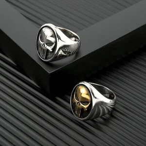Rings Silver/Gold Stainless Steel Size 7-13 Punk Skull Multi Color Motorcycle - Picture 1 of 8