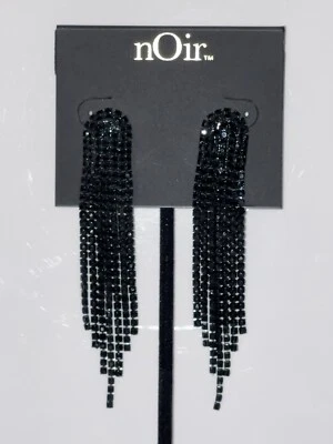 Pendientes colgantes de cadena de diamantes de imitación negros Noir nuevos con etiquetas Foto 1 de 2