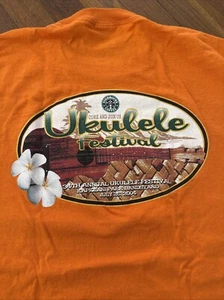2004 Ukulele Festival Hawaii T-Shirt Waikiki Kapiolani Park Starbucks Orange XL - Picture 1 of 10