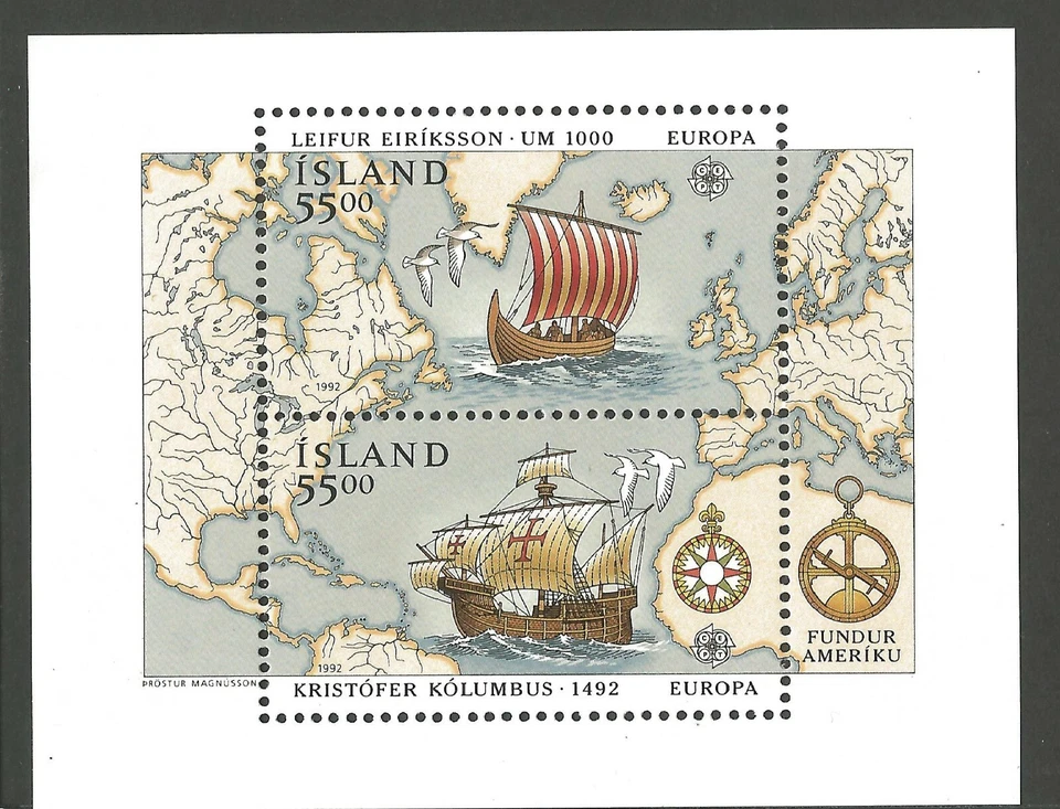 Сувенирный лист Исландия, Скотт No 751 хорошее состояние как новый без наклеек и следов 1992 Европа - Изображение 1 из 1