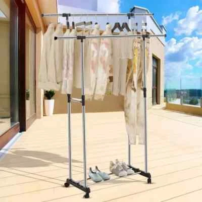 APPENDIABITI Stender Doppio Salvaspazio con Ruote ATTACCAPANNI Regolabile 72 130 - Immagine 1 di 4