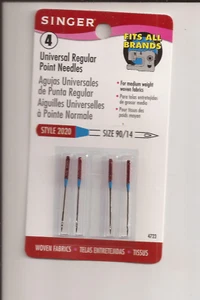 Singer Sewing Machine Needles Regular Point 90/14 Style 2020 Universal Pkg of 4 - Picture 1 of 2