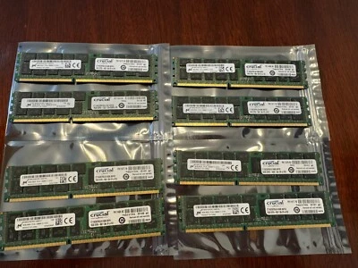 128GB RAM 8 x Crucial 16GB PC3-12800 DDR3-1600MHz ECC CT16G3ERSLD4160B Micron - Image 1 of 3
