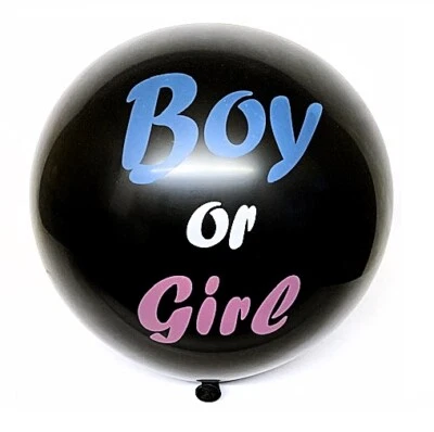 XL Gender Reveal Negro 36" Globo Bebé Niña Rosa y Bebé Niño Azul Confeti inc  Foto 1 de 4