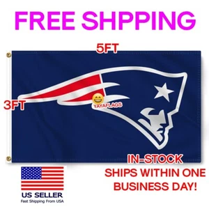 New England Patriots 3x5 Foot American Flag Banner FREE Shipping - Picture 1 of 9