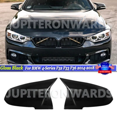 Stain Black Mirror Cover Caps For BMW 4-Series F32 F33 F36 428i 435i 2014-2018 Foto 1 de 4