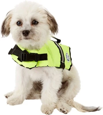 Paws Aboard Dog Life Jacket Vest for Swimming and Boating Neon Yellow XXS New - Image 1 of 4