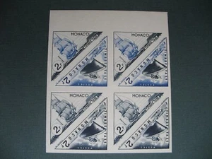 Monaco Bloc 4 Essai de Couleur  Non dentelé Inperf  1953 Taxe N° 40-41 Transport - Picture 1 of 2