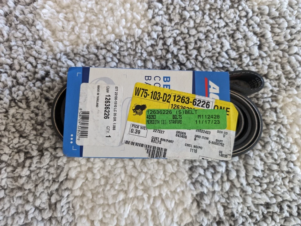 2005-2013 C6 Corvette LS2 LS3 LS7 Genuine GM Serpentine Belt 12636226 - Изображение 1 из 1