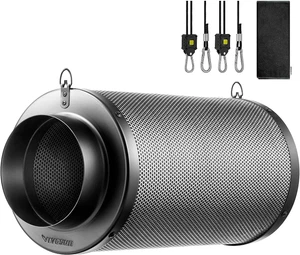 VIVOSUN 4" 6" 8"Inch Black Air Carbon Filter Virgin Charcoal for Inline Fan - Picture 1 of 13