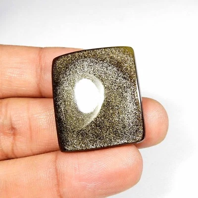 Natural Golden Sheen Sparkle Obsidian Cabochon Cushion Gemstone 30 Cts #7411 - Imagem 1 de 4