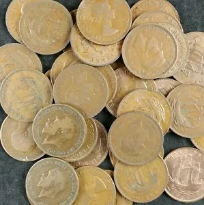 Britischer Ha'Pennies Restposten 20 Alt Half Penny Münzen Von 1896 Bis 1967 1/2d - Bild 1 von 1