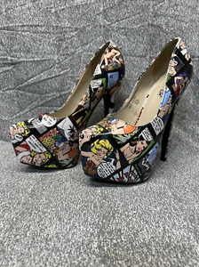 Bumper brand women’s comic book print high heels Size 8 1/2 - Picture 1 of 15