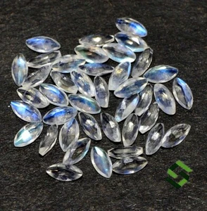 Natural Rainbow Moonstones Marquise Cut 4x2 mm Lot 40 Pcs Untreated Loose Gems - Picture 1 of 6