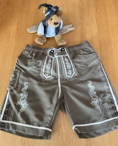 Pantalones cortos de baño pequeños de cuero talla 28" W nuevos sin etiquetas octoberfest Rulantica holiday para hombre - Imagen 1 de 5