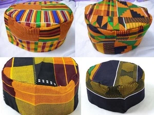 Sombrero Para Hombres Estampado Kente De Colección Hippie Boho Africano Tradicional Kufi Gorra Talla Única - Imagen 1 de 5
