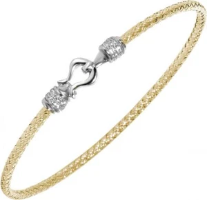 Charles Garnier "Jane" Gold-Plated & Sterling Silver Woven CZ Bangle Bracelet - Picture 1 of 1